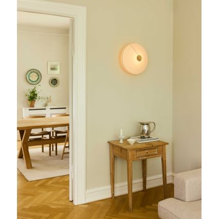 Halo Design 745104 - Zidno svetlo PARIS 1xE27/40W/230V prečnik 40 cm bela/mesing/hrast