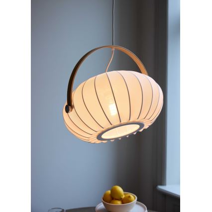 Halo Design 746347 - Luster na sajli DC 1xE27/40W/230V, Ø 40 cm, bela/hrast