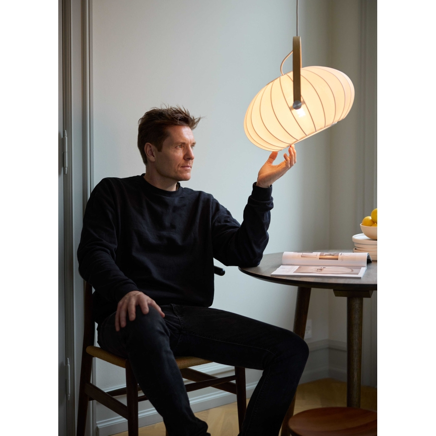 Halo Design 746347 - Luster na sajli DC 1xE27/40W/230V, Ø 40 cm, bela/hrast