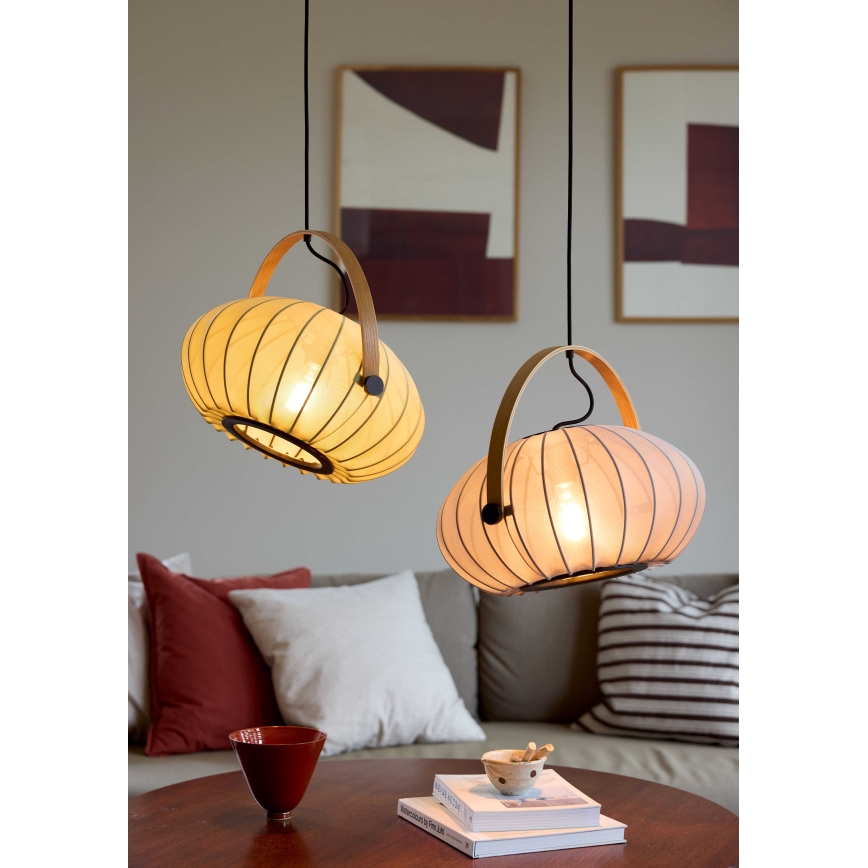 Halo Design 746361 - Luster na sajli DC, 1xE27/40W/230V, prečnik 40 cm, zelena/hrast