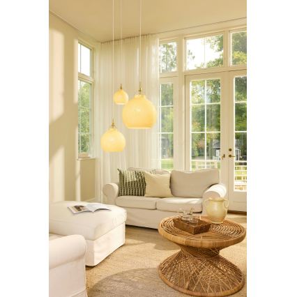 Halo Design 748075 - Luster na sajli TOSCANA 1xE27/40W/230V prečnik 36 cm bež/mesing