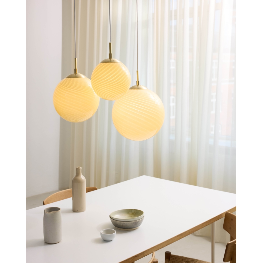 Halo Design 748365 - Luster na sajli CANDY, 1xE27/25W/230V, Ø 20 cm, bež/mesing