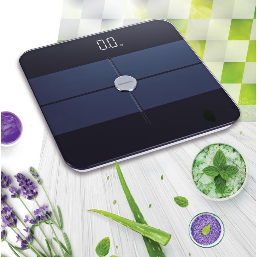 Heinner HBS-BTH180BK - Digitalna lična vaga, 2xAAA, crna/plava