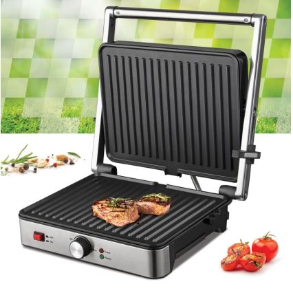 Heinner HEG-K2000SS - Kontaktni gril 2000 W/230 V mat hrom/crna