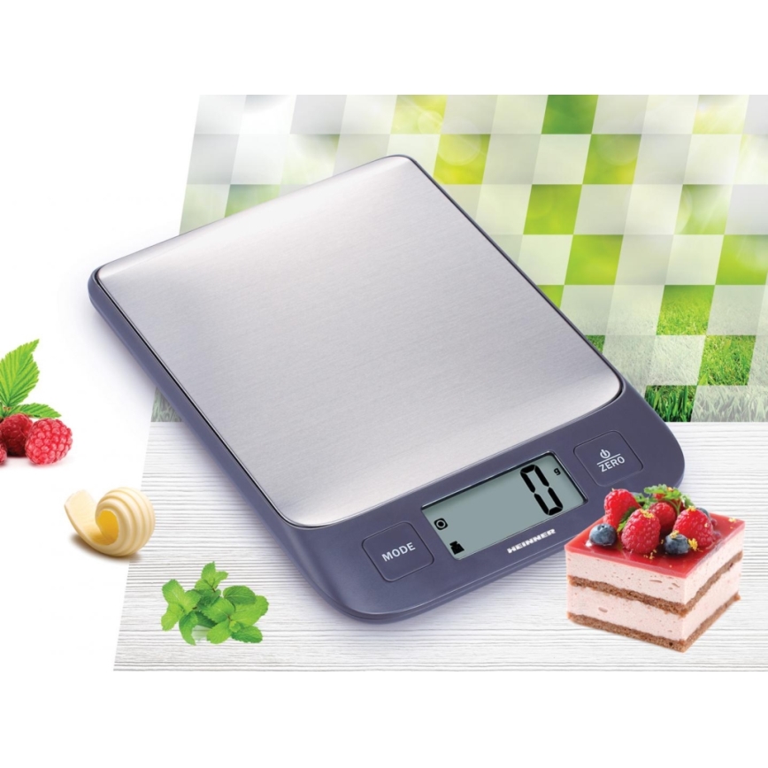 Heinner HKS-5IXBK - Digitalna kuhinjska vaga 2xAAA siva/matni hrom