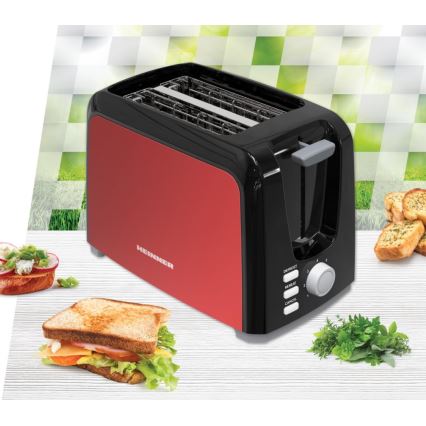 Heinner HTP-700BKRD - Toster za 2 kriške 700W/230V crvena/mat hrom