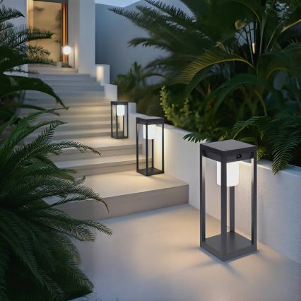 Hesperide - LED solarna lampa sa senzorom pokreta PIKY LED/3,7V 2600 mAh 40 cm IP65 antracit
