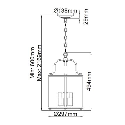 Hinkley - Luster na lancu GENTRY 4xE14/60W/230V zlatni