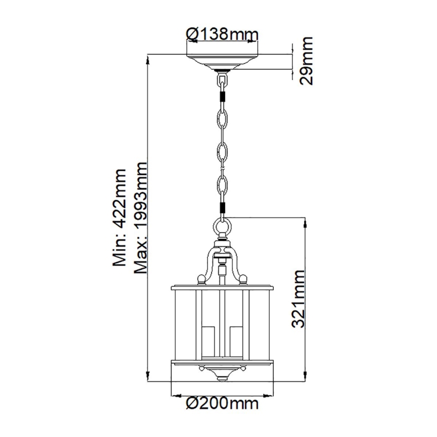 Hinkley - Luster na lancu GENTRY 3xE14/60W/230V zlatna