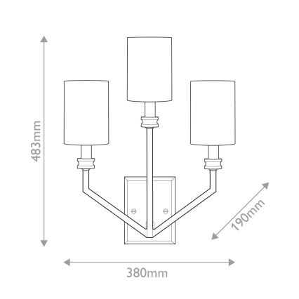 Hinkley - Zidno svetlo MOORE 3xE14/40W/230V zlatno