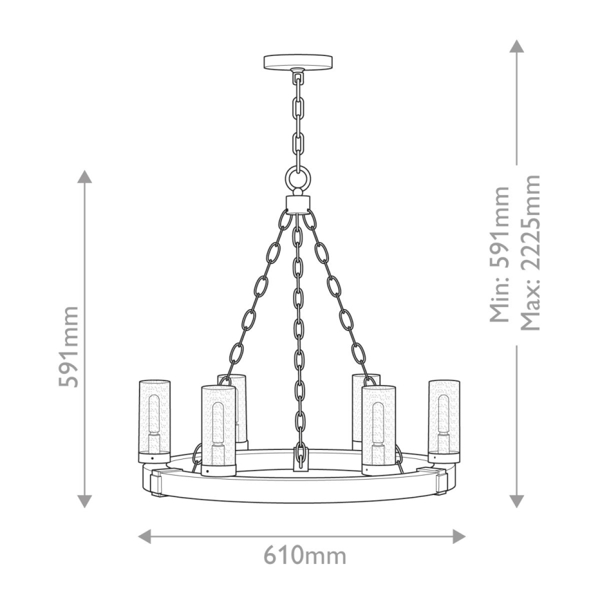 Hinkley - Luster na lancu SAWYER 6xE14/40W/230V braon