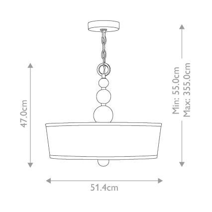 Hinkley - Luster na lancu ZELDA 3xE27/60W/230V sjajni hrom