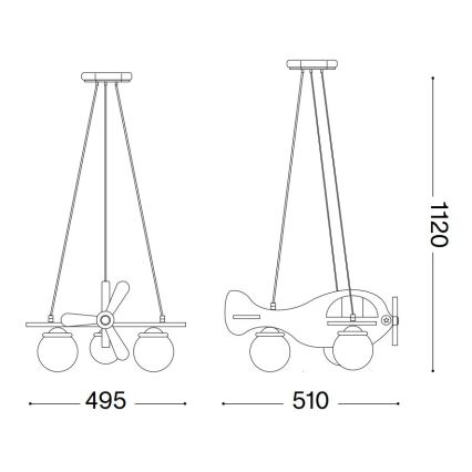 Ideal Lux - Dečiji luster na sajli AVION 3xE14/28W/230V plava