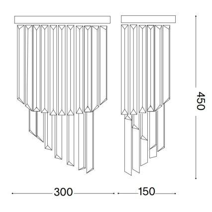 Ideal Lux - Kristalna zidna svetiljka CARLTON 3xE14/40W/230V zlatna