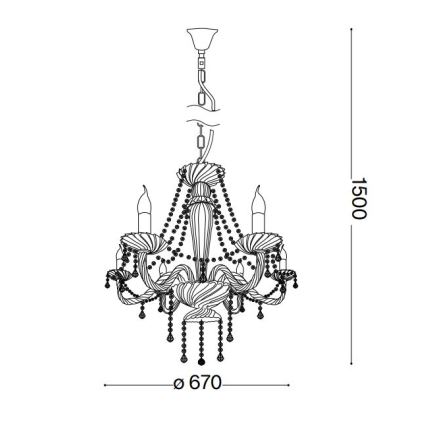 Ideal Lux - Kristalni luster na lancu AMADEUS 6xE14/40W/230V prečnik 67 cm proziran