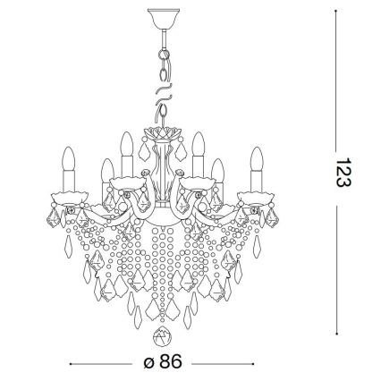Ideal Lux - Kristalni luster na lancu FLORIAN 18xE14/40W/230V, prečnik 86 cm, proziran