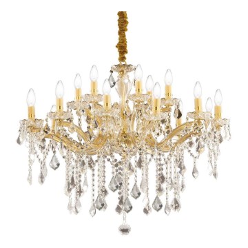 Ideal Lux - Kristalni luster na lancu FLORIAN 18xE14/40W/230V, prečnik 86 cm, zlatne boje