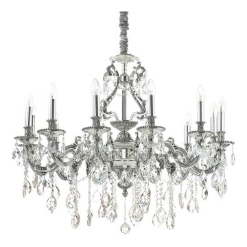 Ideal Lux - Kristalni luster na lancu GIOCONDA 12xE14/40W/230V fi 90 cm srebran