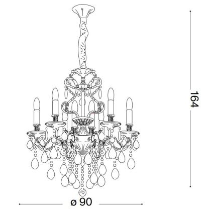 Ideal Lux - Kristalni luster na lancu GIOCONDA 12xE14/40W/230V prečnik 90 cm zlatna
