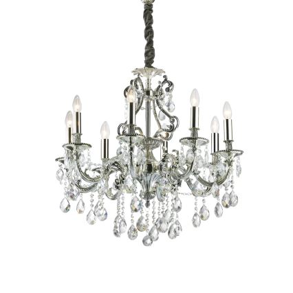 Ideal Lux - Kristalni luster na lancu GIOCONDA 8xE14/40W/230V, prečnik 73 cm, srebrne boje