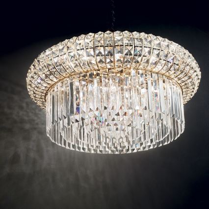 Ideal Lux - Kristalni luster na lancu NABUCCO 12xE14/40W/230V prečnik 60 cm zlatna