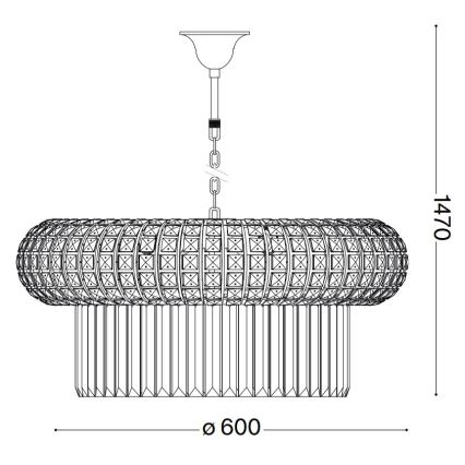 Ideal Lux - Kristalni luster na lancu NABUCCO 12xE14/40W/230V prečnik 60 cm zlatna
