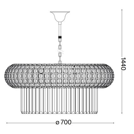 Ideal Lux - Kristalni luster na lancu NABUCCO, 16 x E14/40W/230V, prečnik 70 cm, zlatni