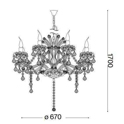 Ideal Lux - Kristalni luster na lancu NAPOLEON 8xE14/40W/230V prečnik 67 cm hrom