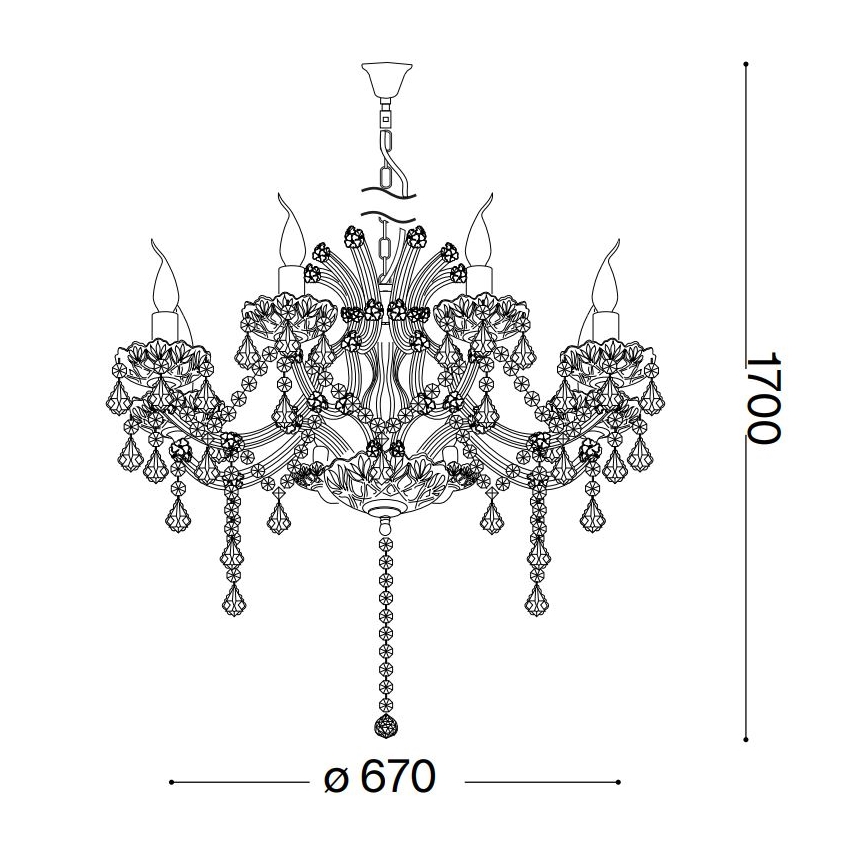 Ideal Lux - Kristalni luster na lancu NAPOLEON 8xE14/40W/230V prečnik 67 cm zlatna