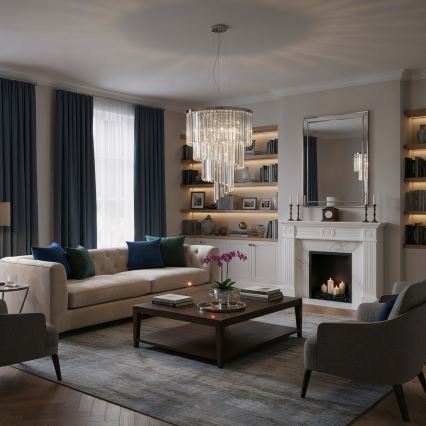 Ideal Lux - Kristalni luster na sajli CARLTON 12xE14/40W/230V prečnik 50 cm sjajni hrom