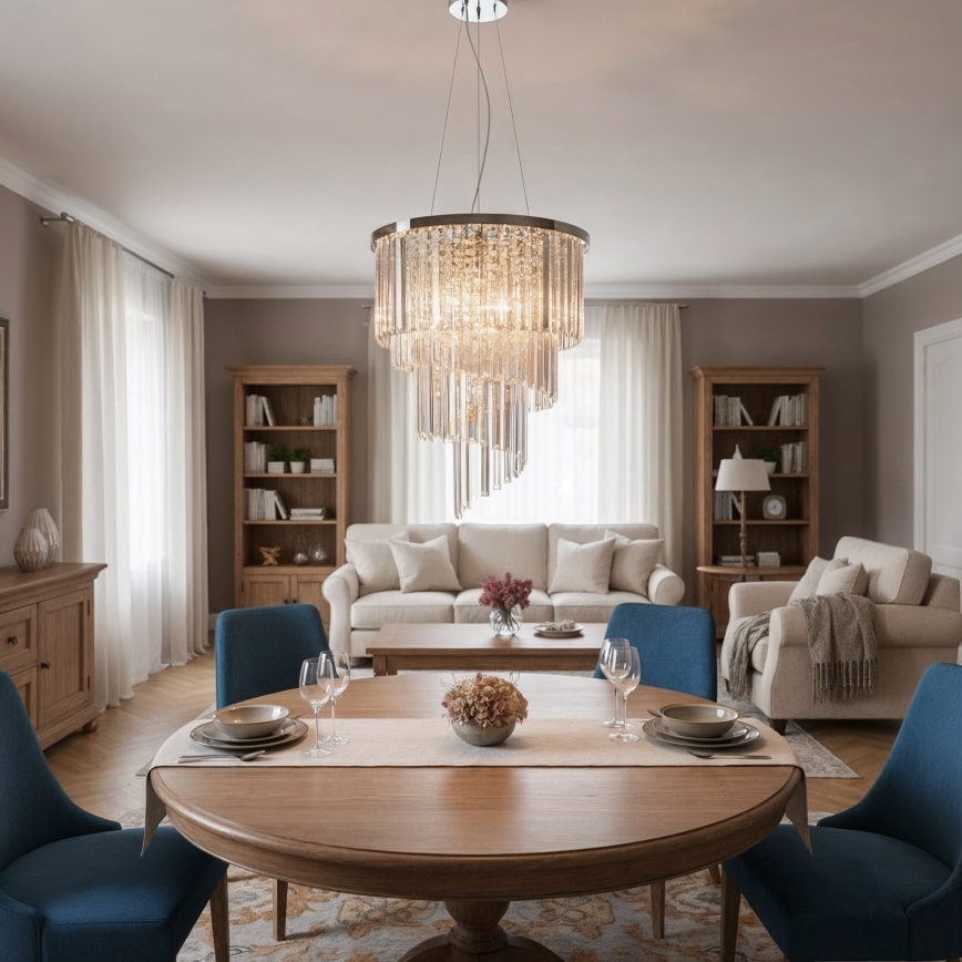 Ideal Lux - Kristalni luster na sajli CARLTON 12xE14/40W/230V prečnik 50 cm sjajni hrom