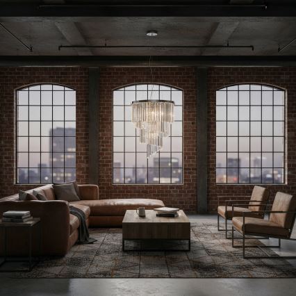 Ideal Lux - Kristalni luster na sajli CARLTON 12xE14/40W/230V prečnik 50 cm sjajni hrom