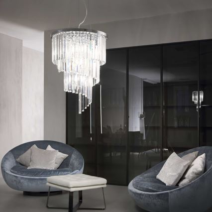 Ideal Lux - Kristalni luster na sajli CARLTON 12xE14/40W/230V prečnik 50 cm sjajni hrom