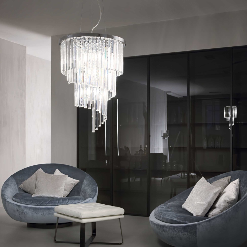 Ideal Lux - Kristalni luster na sajli CARLTON 12xE14/40W/230V prečnik 50 cm sjajni hrom