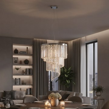 Ideal Lux - Kristalni luster na sajli CARLTON 12xE14/40W/230V prečnik 50 cm sjajni hrom