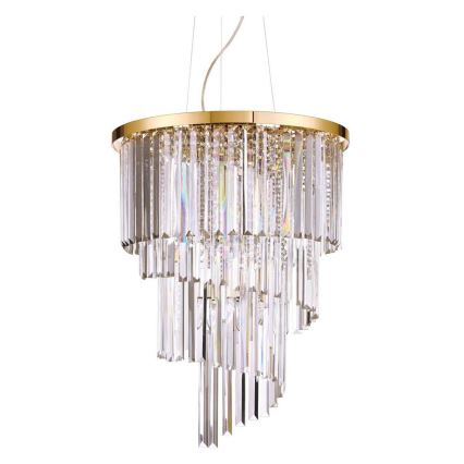 Ideal Lux - Kristalni luster na sajli CARLTON 12xE14/40W/230V, prečnik 50 cm, zlatne boje