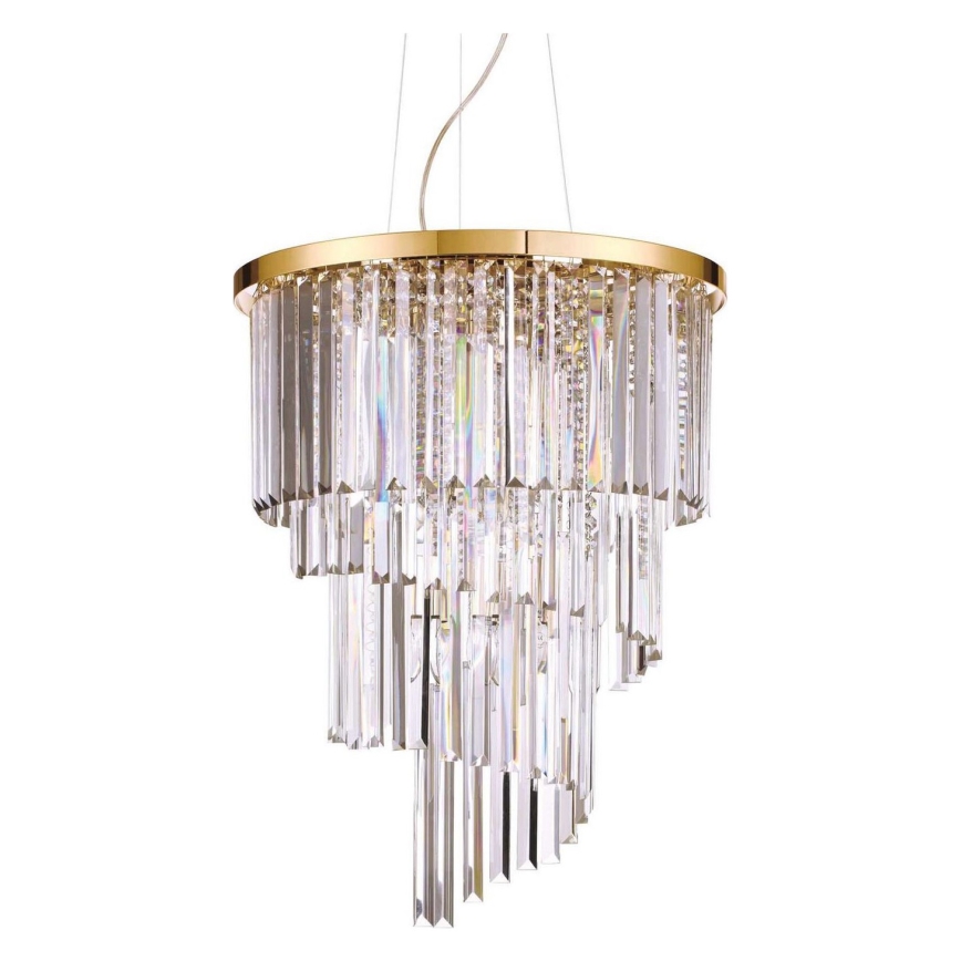 Ideal Lux - Kristalni luster na sajli CARLTON 12xE14/40W/230V, prečnik 50 cm, zlatne boje