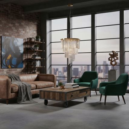 Ideal Lux - Kristalni luster na sajli CARLTON 12xE14/40W/230V, prečnik 50 cm, zlatne boje