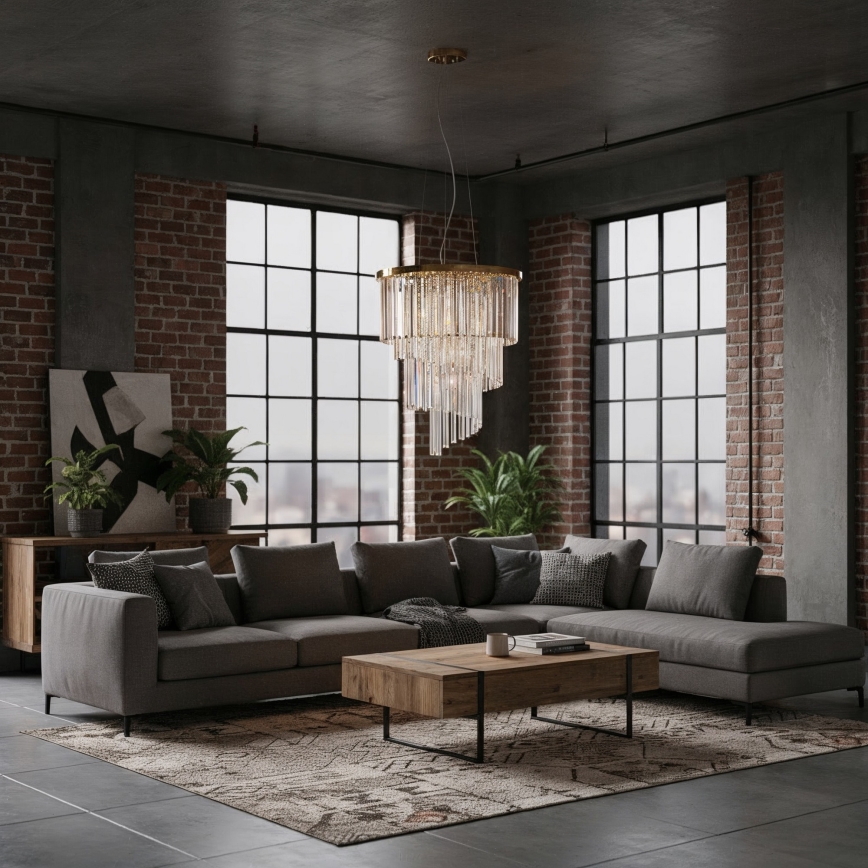 Ideal Lux - Kristalni luster na sajli CARLTON 12xE14/40W/230V, prečnik 50 cm, zlatne boje