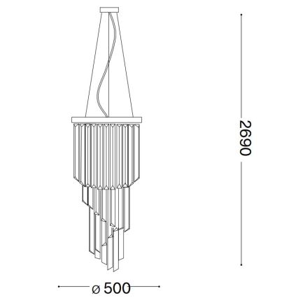 Ideal Lux - Kristalni luster na sajli CARLTON 12xE14/40W/230V, prečnik 50 cm, zlatne boje