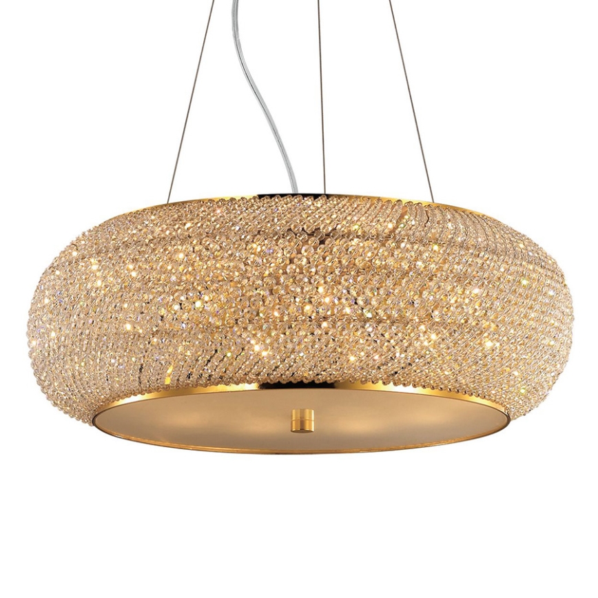 Ideal Lux - Kristalni luster na sajli PASHA 10xE14/40W/230V prečnik 55 cm zlatna