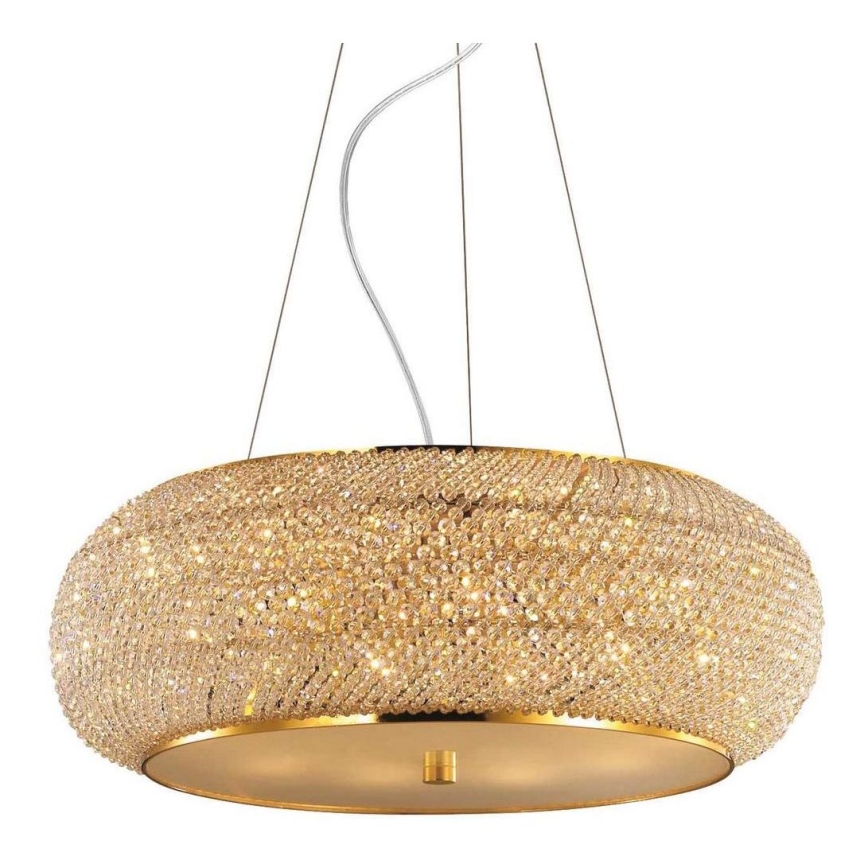 Ideal Lux - Kristalni luster na sajli PASHA 14xE14/40W/230V prečnik 65 cm zlatni