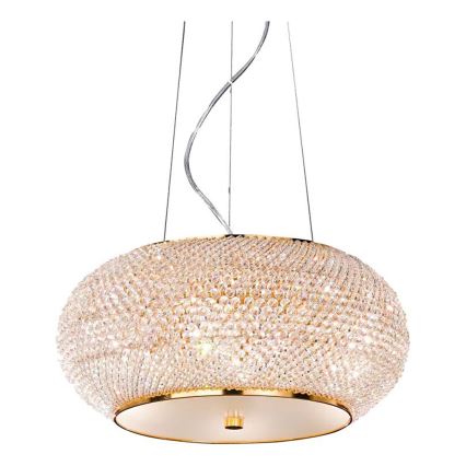 Ideal Lux - Kristalni luster na sajli PASHA 6xE14/40W/230V prečnik 40 cm u zlatnoj boji