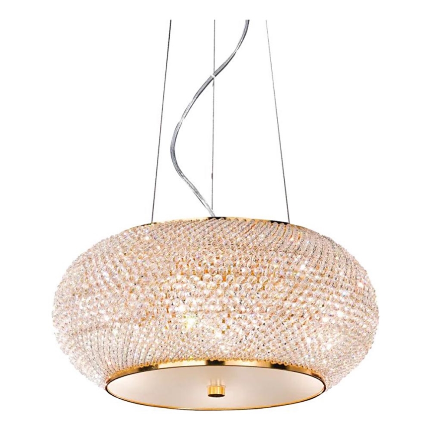 Ideal Lux - Kristalni luster na sajli PASHA 6xE14/40W/230V prečnik 40 cm u zlatnoj boji