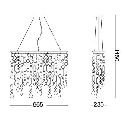 Ideal Lux - Kristalni luster na sajli RAIN 5xE14/40W/230V proziran