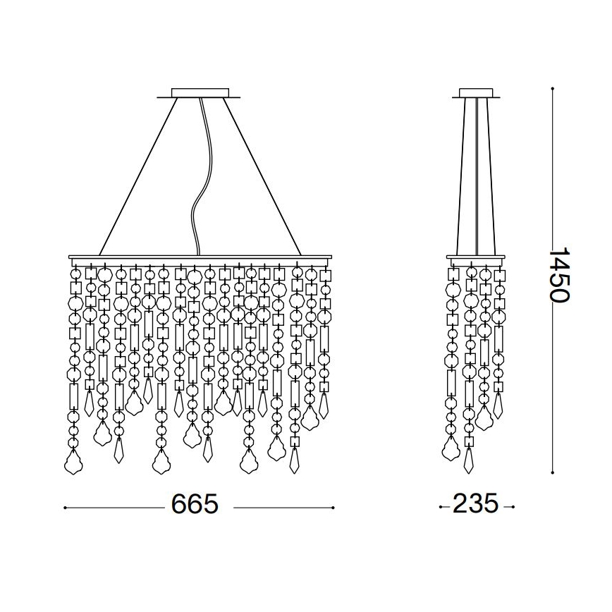 Ideal Lux - Kristalni luster na sajli RAIN 5xE14/40W/230V proziran