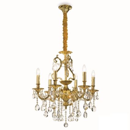 Ideal Lux - Kristalni luster sa lancem GIOCONDA 6xE14/40W/230V prečnik 62 cm zlatna