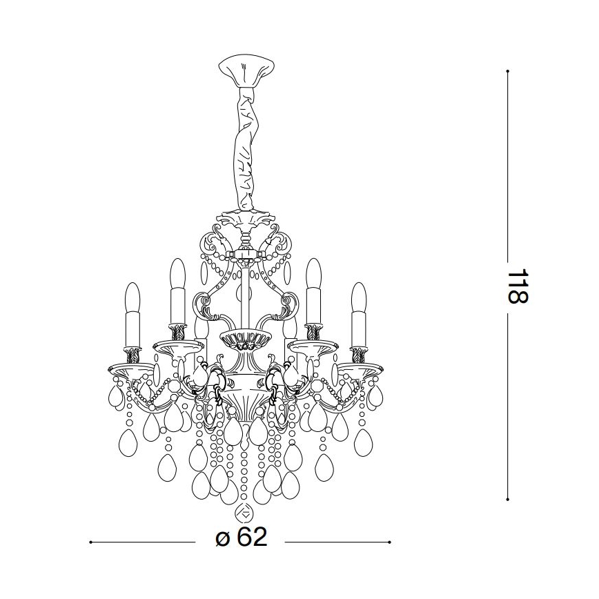 Ideal Lux - Kristalni luster sa lancem GIOCONDA 6xE14/40W/230V prečnik 62 cm zlatna