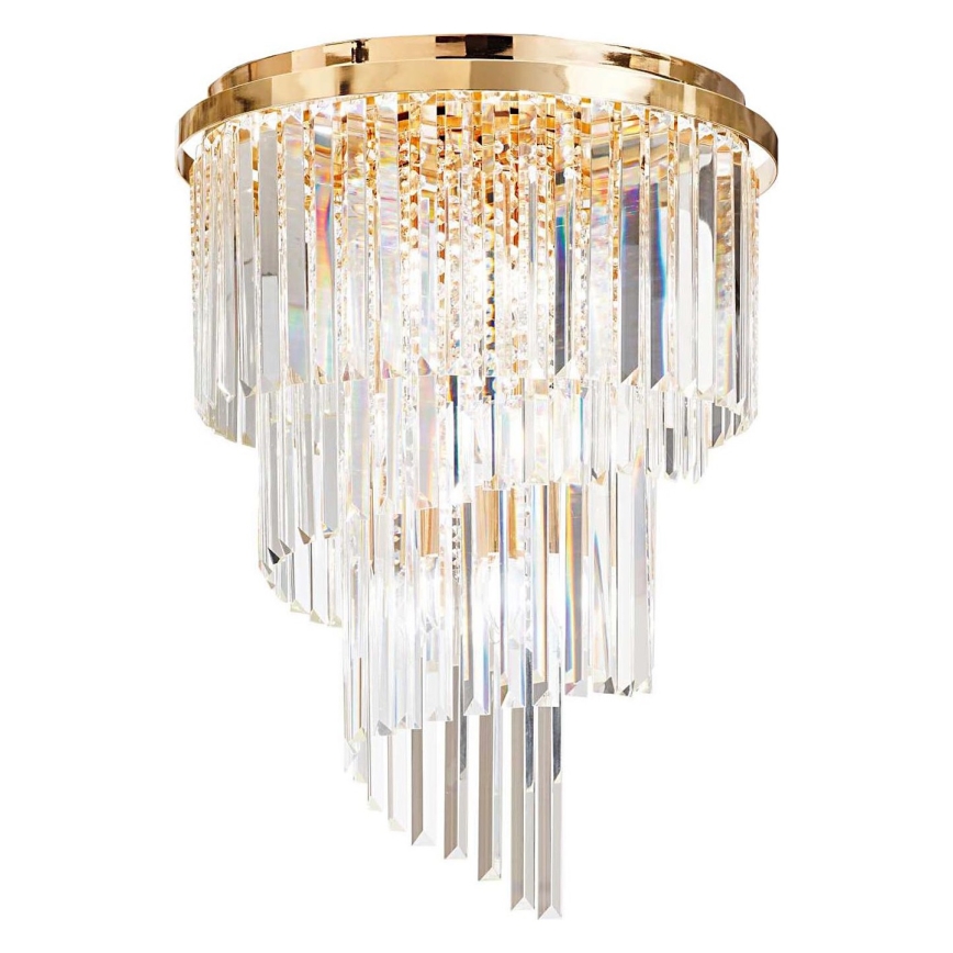 Ideal Lux - Kristalni plafonski luster CARLTON 12xE14/40W/230V preč. 50 cm zlatni