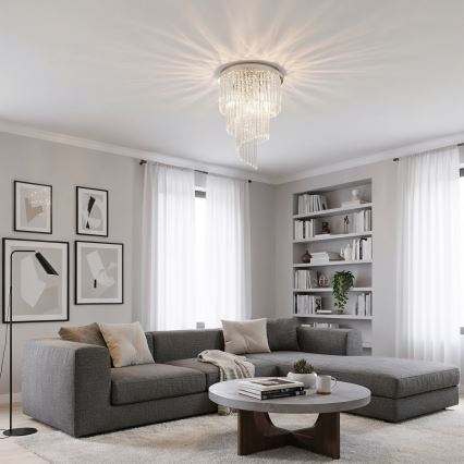 Ideal Lux - Kristalni plafonski luster CARLTON 12xE14/40W/230V prečnik 50 cm, sjajni hrom